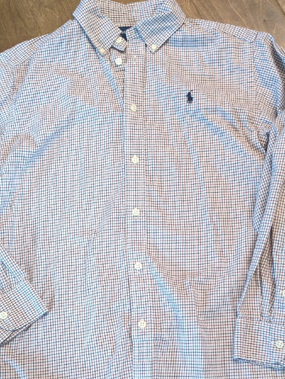 Ralph Lauren Boys White,Red, And Black Micro-Check Boys Button-Down Shirt, Sz L - Picture 9 of 9